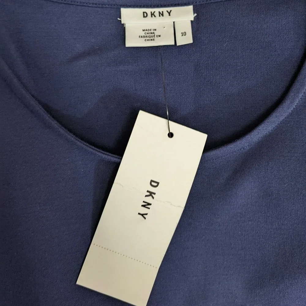 NWT DKNY Navy Blue Dress Long Sleeve Back Cut Out Knee Length Size  10